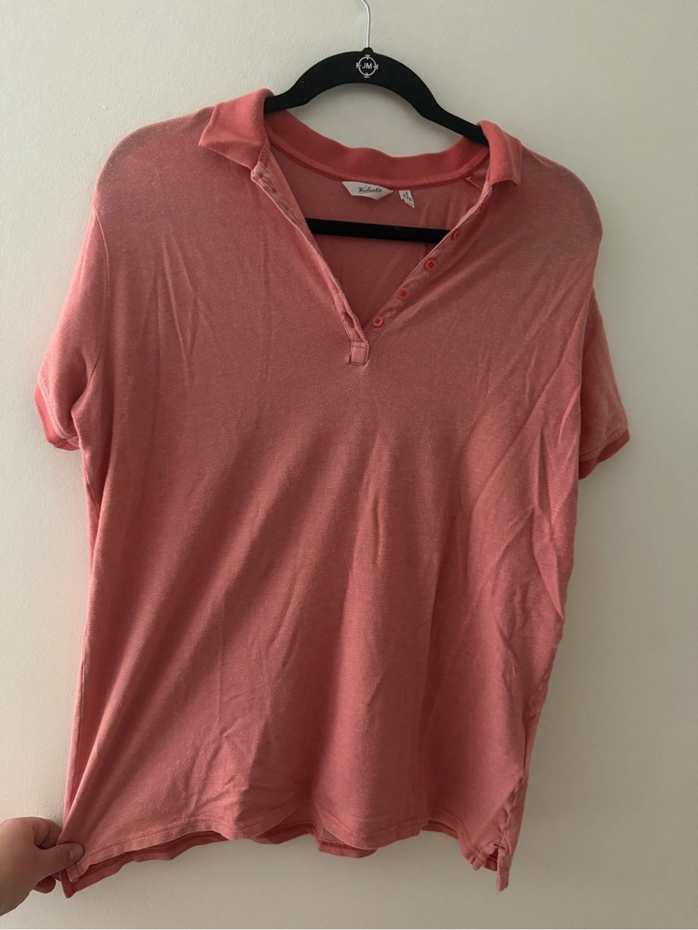 Relaxed Coral Short-Sleeve Polo Top